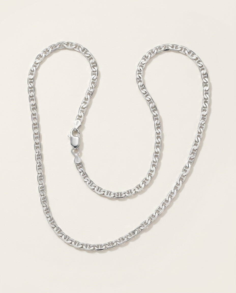 Mariner chain in 925 sterling silver with flat anchor links