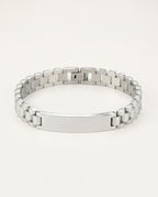 Personalized bracelet for men in silver with link band and blank ID plate