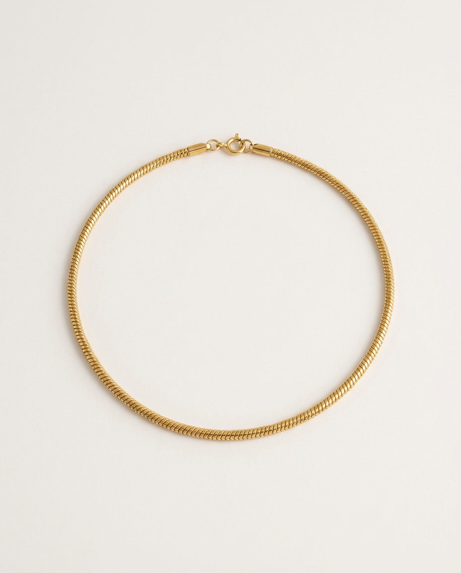 Collier serpent en acier doré, maille ronde de 1,5 mm
