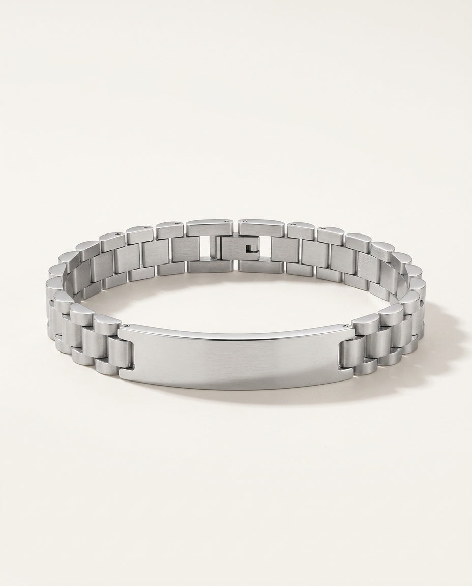 Gourmette homme personnalisée en acier inoxydable avec plaque gravée