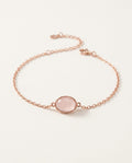 Rose quartz bracelet with oval pink stone on a fine rose gold chain