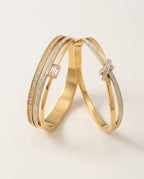 Bangle set in gold with white rhinestones, packshot