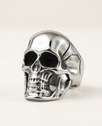 Skull ring in polished 316L stainless steel, front view