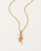 Flower necklace with gold rose pendant, packshot