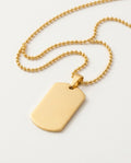 Dog tag necklace in polished silver steel on a fine chain