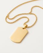 Dog tag necklace in polished silver steel on a fine chain