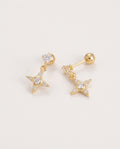 Gold star earrings with cubic zirconia star and paved hoop