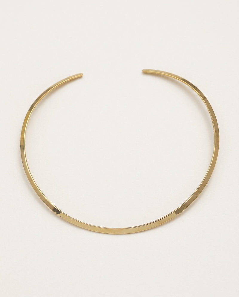 Collar necklace as a rigid open ring in polished steel, packshot