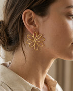 Flower earrings worn on the earlobe