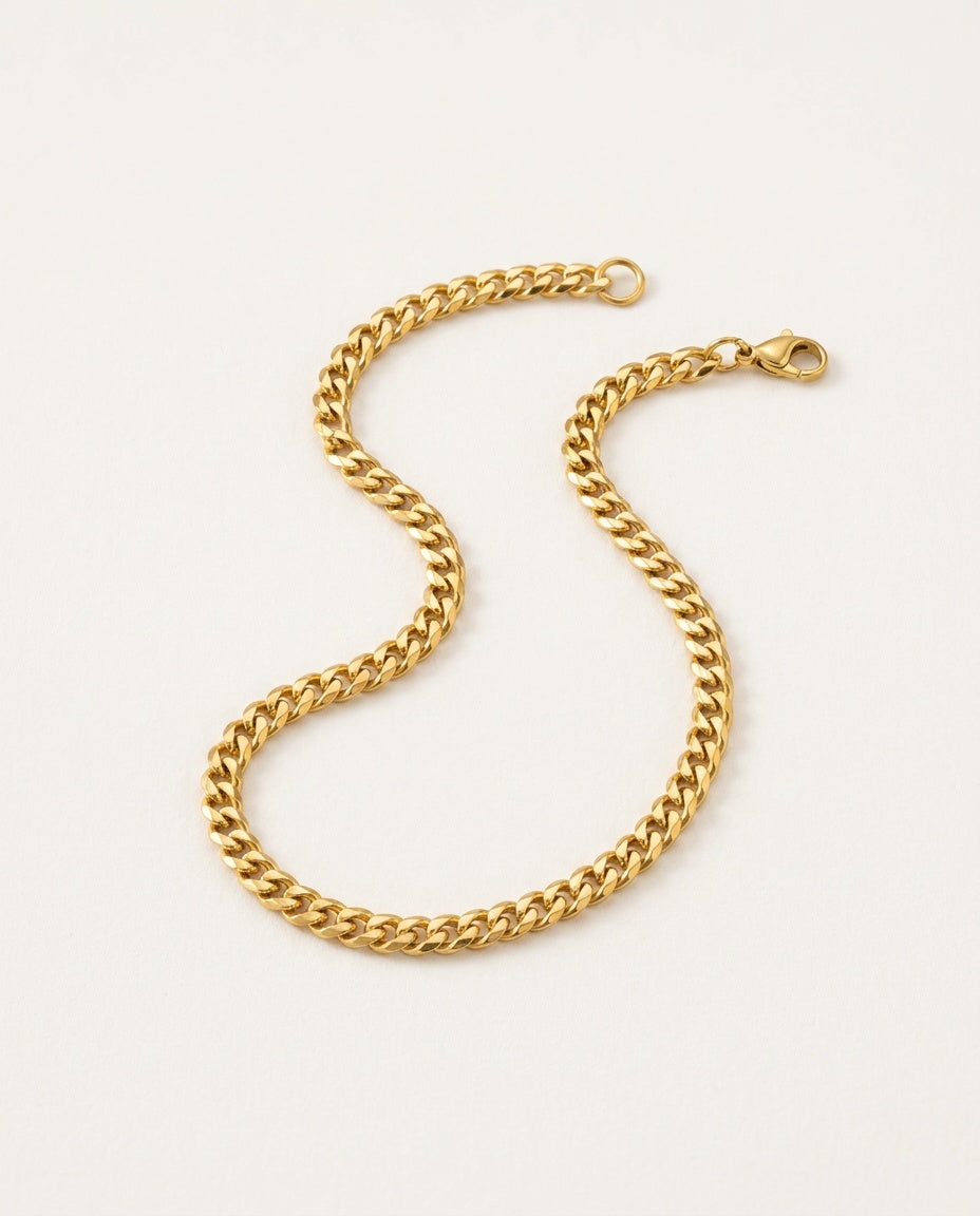 Chaîne maille américaine aux maillons facettés, photo produit