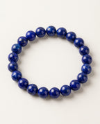 Lapis lazuli bracelet with round deep blue natural stone beads