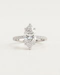 Bague marquise en argent 925 avec zircon allongé et anneau pavé