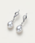 Pearl drop earrings in sterling silver with white freshwater pearls