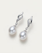 Pearl drop earrings in sterling silver with white freshwater pearls